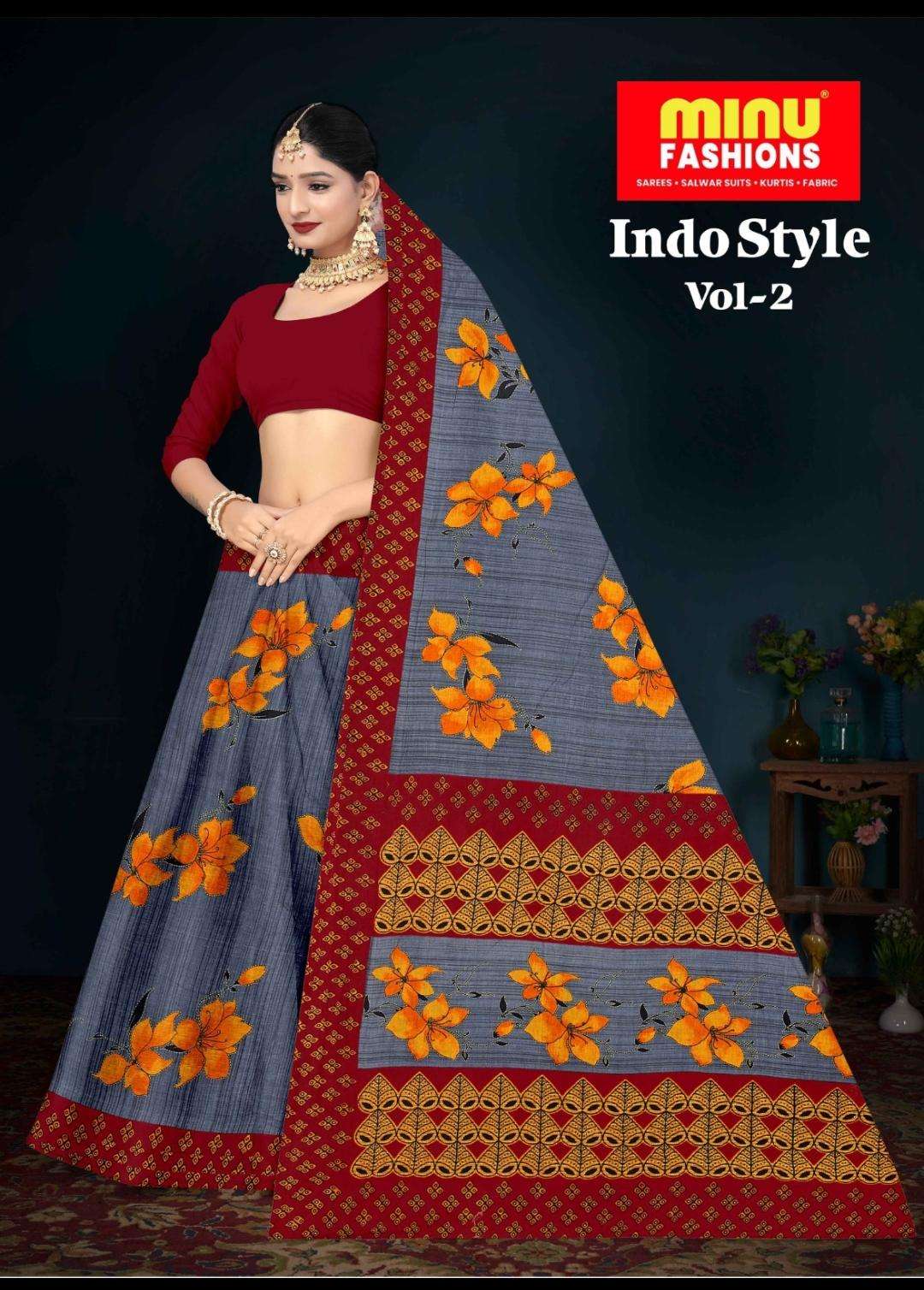 Saree | Sarees | Minu | Indo Style Pure Cotton Saree for Womens