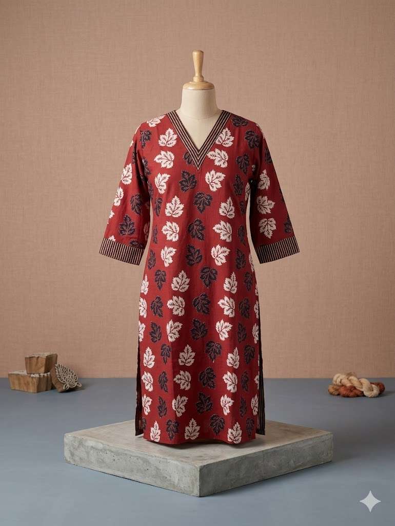 Kurti | Kurtas & Kurtis | Sonajhuri | Women Printed Pure Cotton Straight Kurta